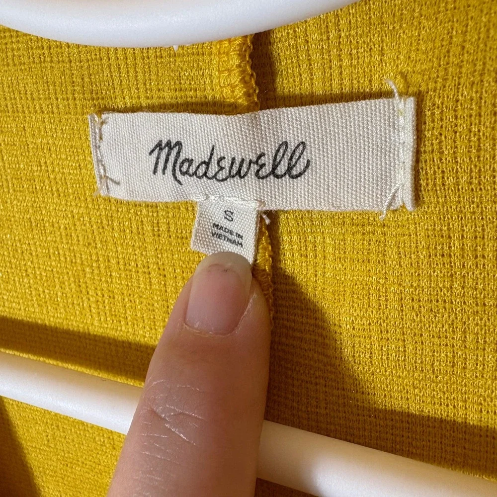 Madewell Crosshatch Side-Tie Mini Dress‎ in Mustard Yellow Size o